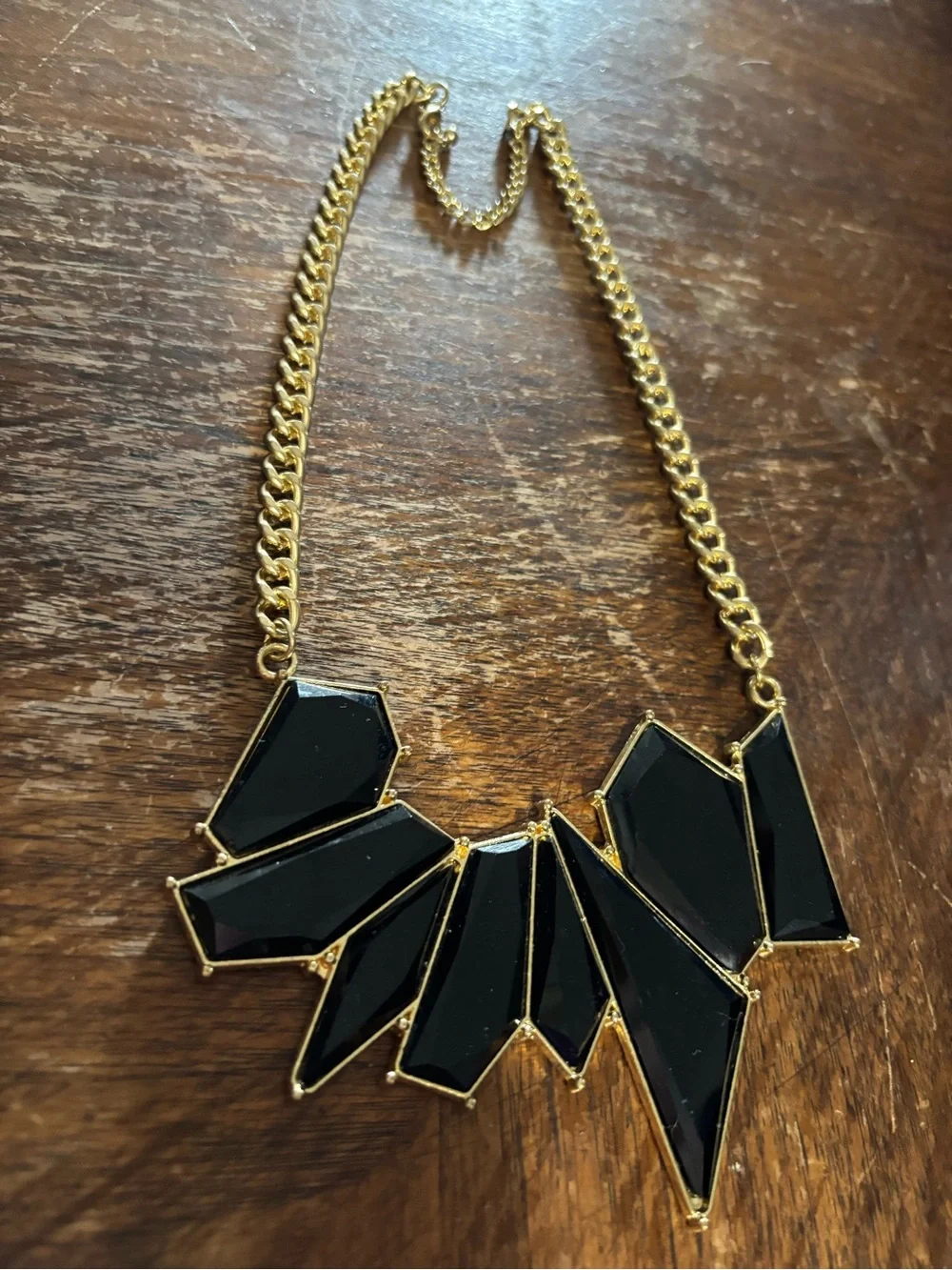 Gold-Tone Black Geometric Statement Necklace - Women Jewelry